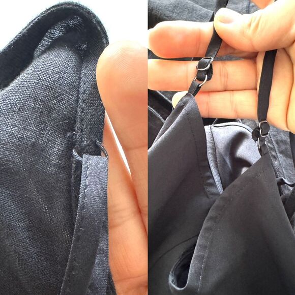 Jenni Kayne Women’s Black Midi Maxi Linen Dress Dropped Shoulder *Flaw - Picture 4 of 16